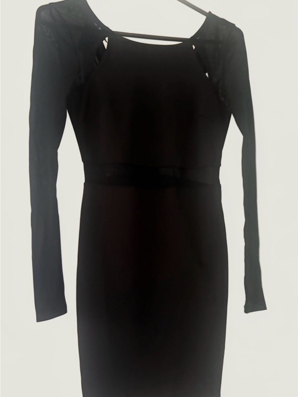 Material Girl Black Long-Sleeve Mesh Accent Bodycon Dress